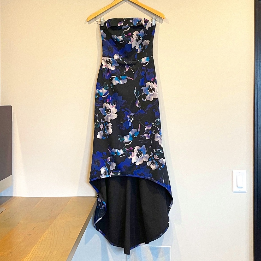 Black Halo Dylan Floral High-Low Midi Dress Sz 0